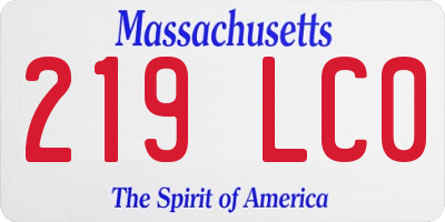 MA license plate 219LC0