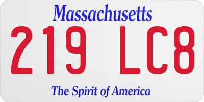 MA license plate 219LC8