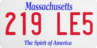 MA license plate 219LE5