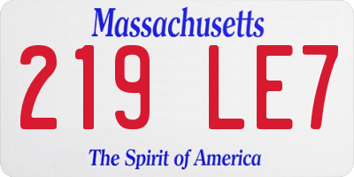 MA license plate 219LE7