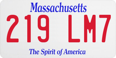 MA license plate 219LM7