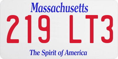 MA license plate 219LT3