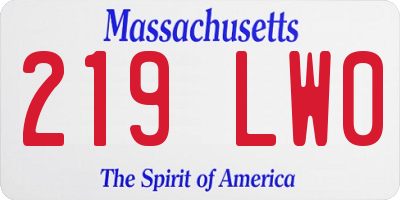 MA license plate 219LW0