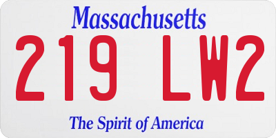 MA license plate 219LW2