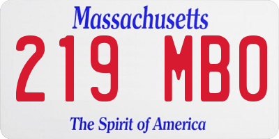 MA license plate 219MB0