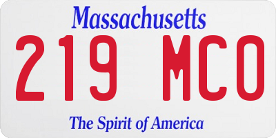 MA license plate 219MC0