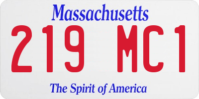 MA license plate 219MC1