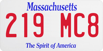 MA license plate 219MC8