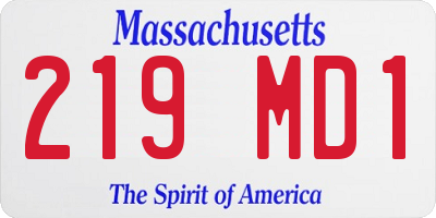 MA license plate 219MD1