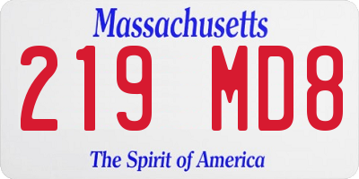 MA license plate 219MD8