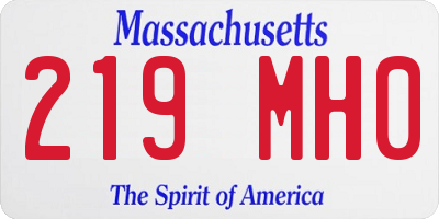 MA license plate 219MH0