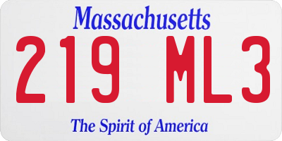 MA license plate 219ML3