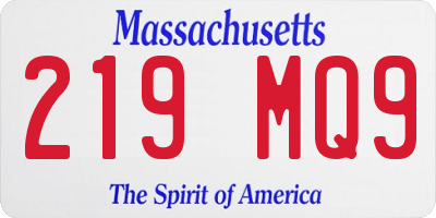 MA license plate 219MQ9