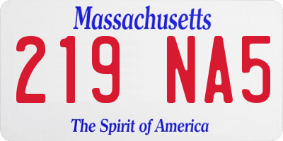 MA license plate 219NA5