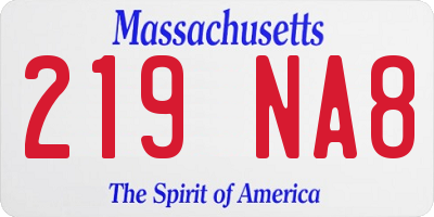 MA license plate 219NA8