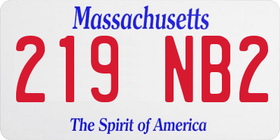 MA license plate 219NB2
