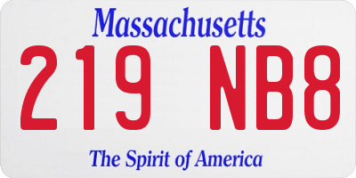 MA license plate 219NB8