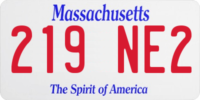 MA license plate 219NE2