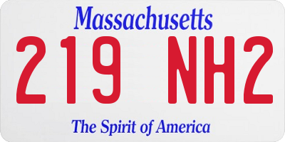 MA license plate 219NH2