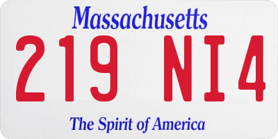 MA license plate 219NI4