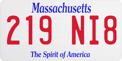 MA license plate 219NI8