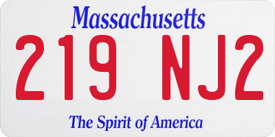 MA license plate 219NJ2