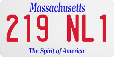 MA license plate 219NL1