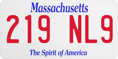 MA license plate 219NL9