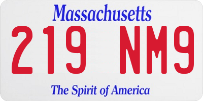 MA license plate 219NM9