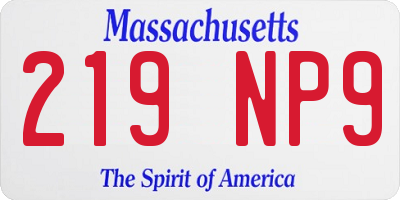 MA license plate 219NP9