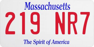 MA license plate 219NR7