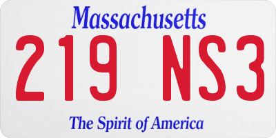 MA license plate 219NS3