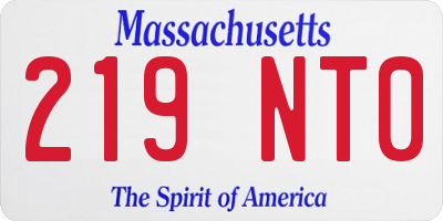 MA license plate 219NT0
