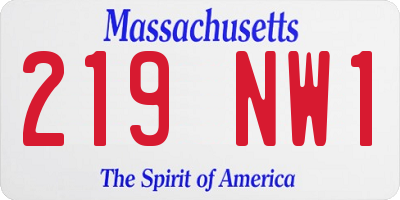 MA license plate 219NW1