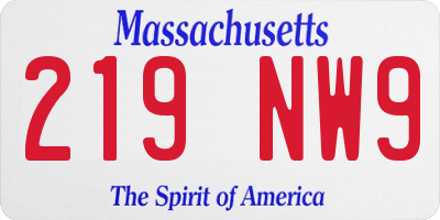 MA license plate 219NW9