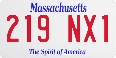 MA license plate 219NX1