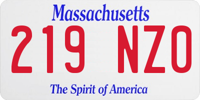 MA license plate 219NZ0