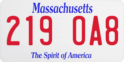 MA license plate 219OA8
