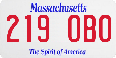 MA license plate 219OB0