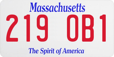 MA license plate 219OB1