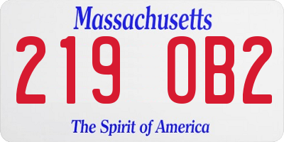MA license plate 219OB2