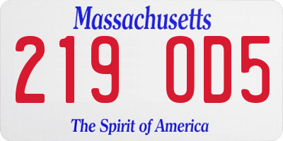 MA license plate 219OD5