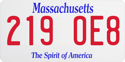 MA license plate 219OE8