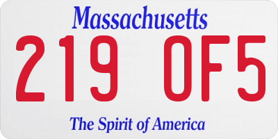 MA license plate 219OF5