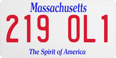 MA license plate 219OL1