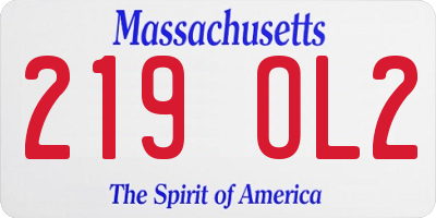 MA license plate 219OL2