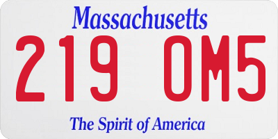 MA license plate 219OM5