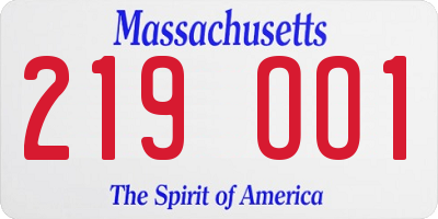 MA license plate 219OO1