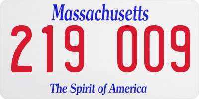 MA license plate 219OO9