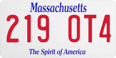 MA license plate 219OT4